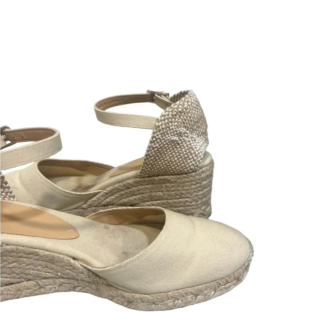 Castaner Cream Espadrille Wedge Sandals with Ankle Strap 40 US 9